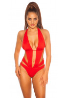 Sexy halter monokini met uitneembare pads rood